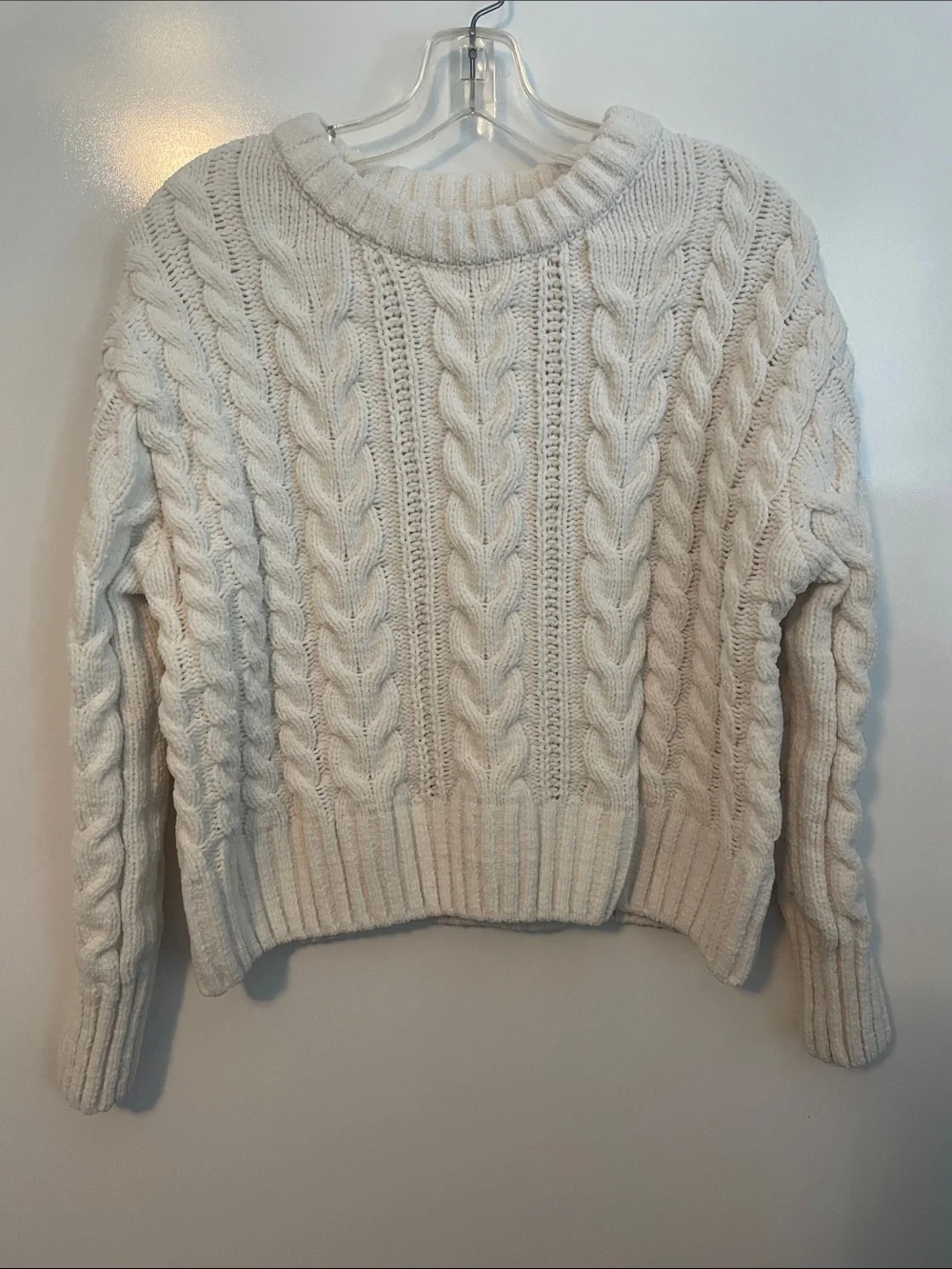 SO Cable Knit Sweater Off White Semi Cropped Size XS